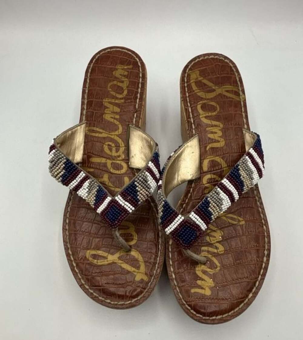 Sam Edelman Rosa Beaded Thong Cork Wedge Sandals